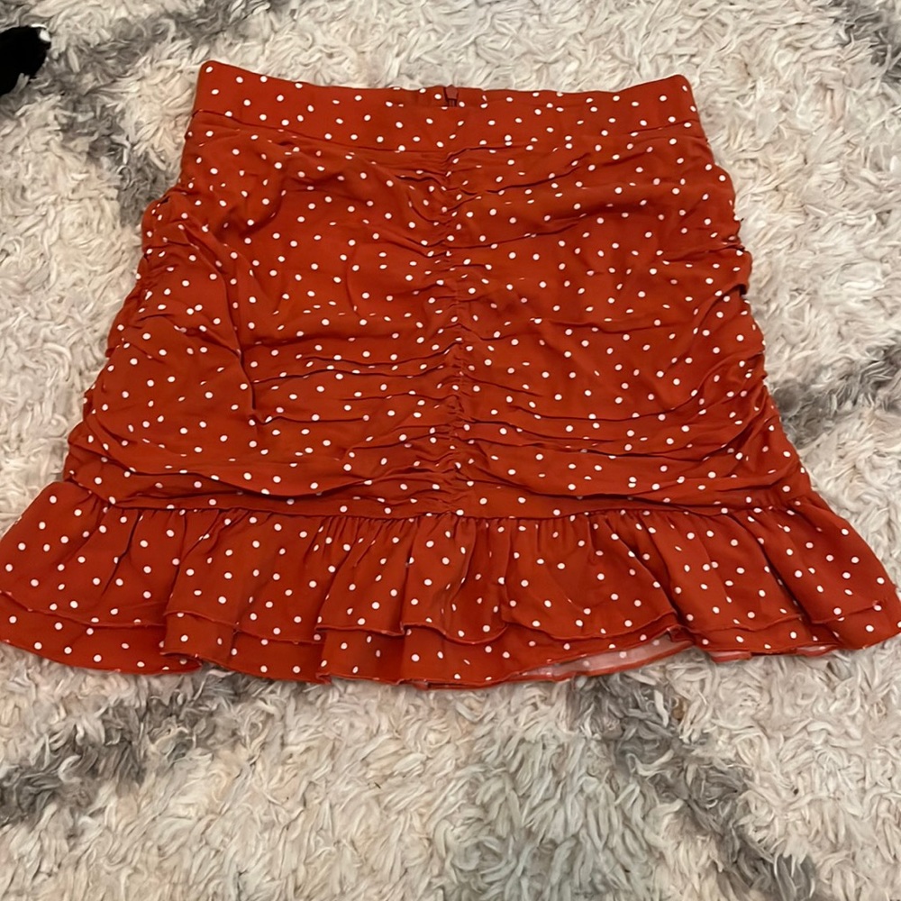 Orange Polka Dot Ruffle Skirt
